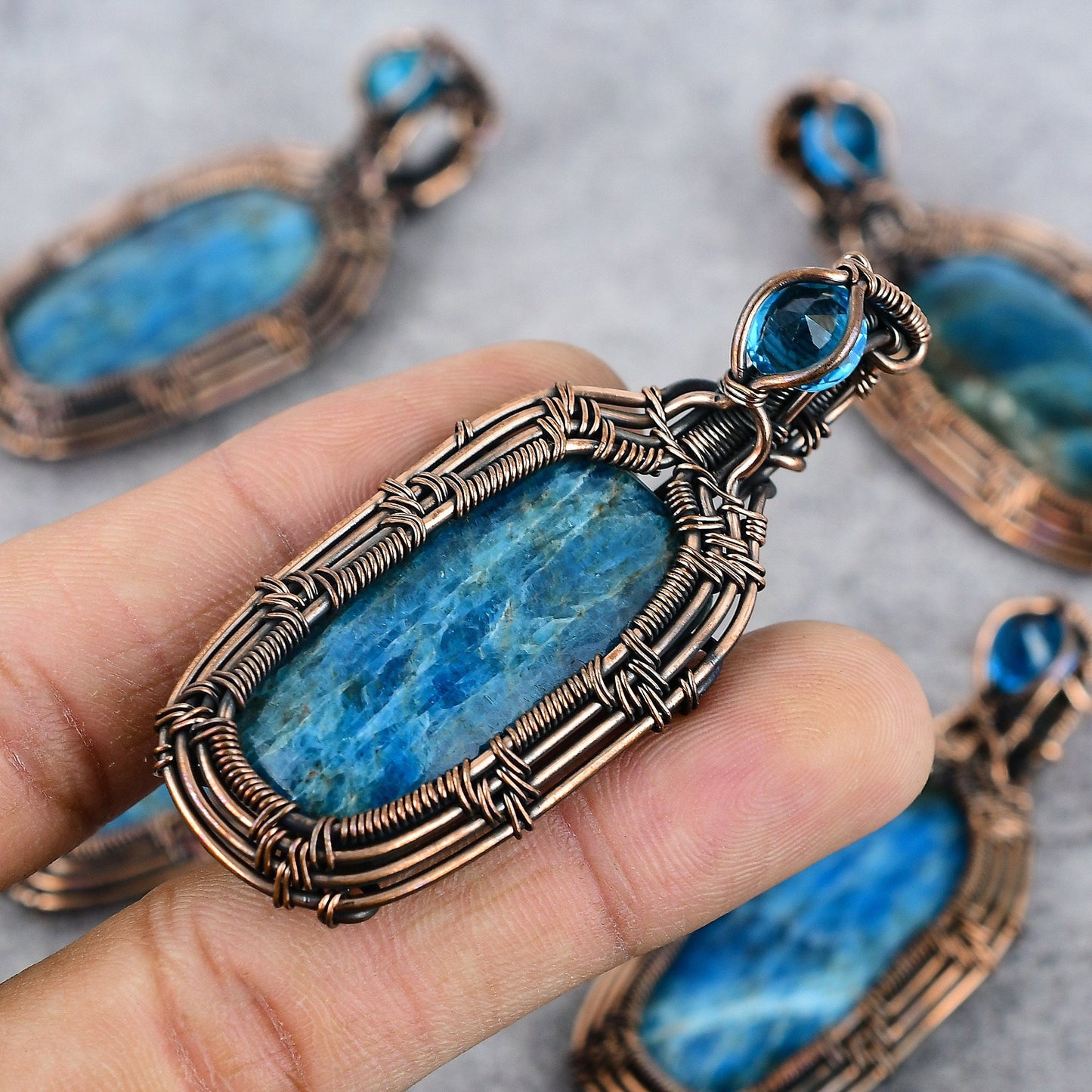 Neon Blue Apatite Gemstone Pendant