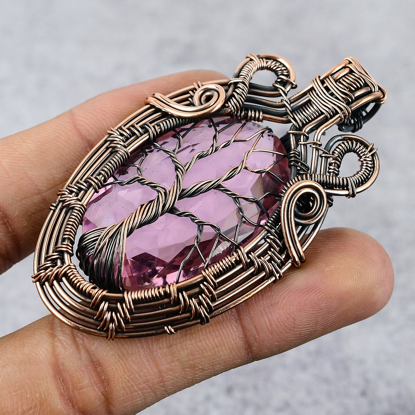 Pink Kunzite Gemstone Tree of Life Pendant