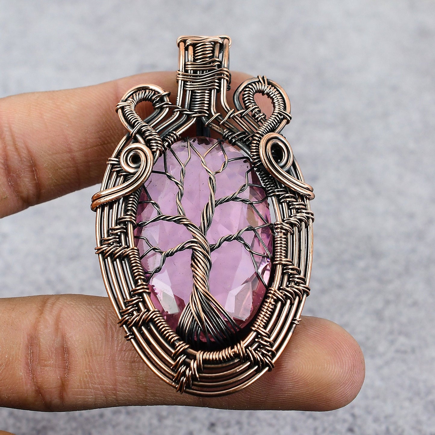Pink Kunzite Gemstone Tree of Life Pendant