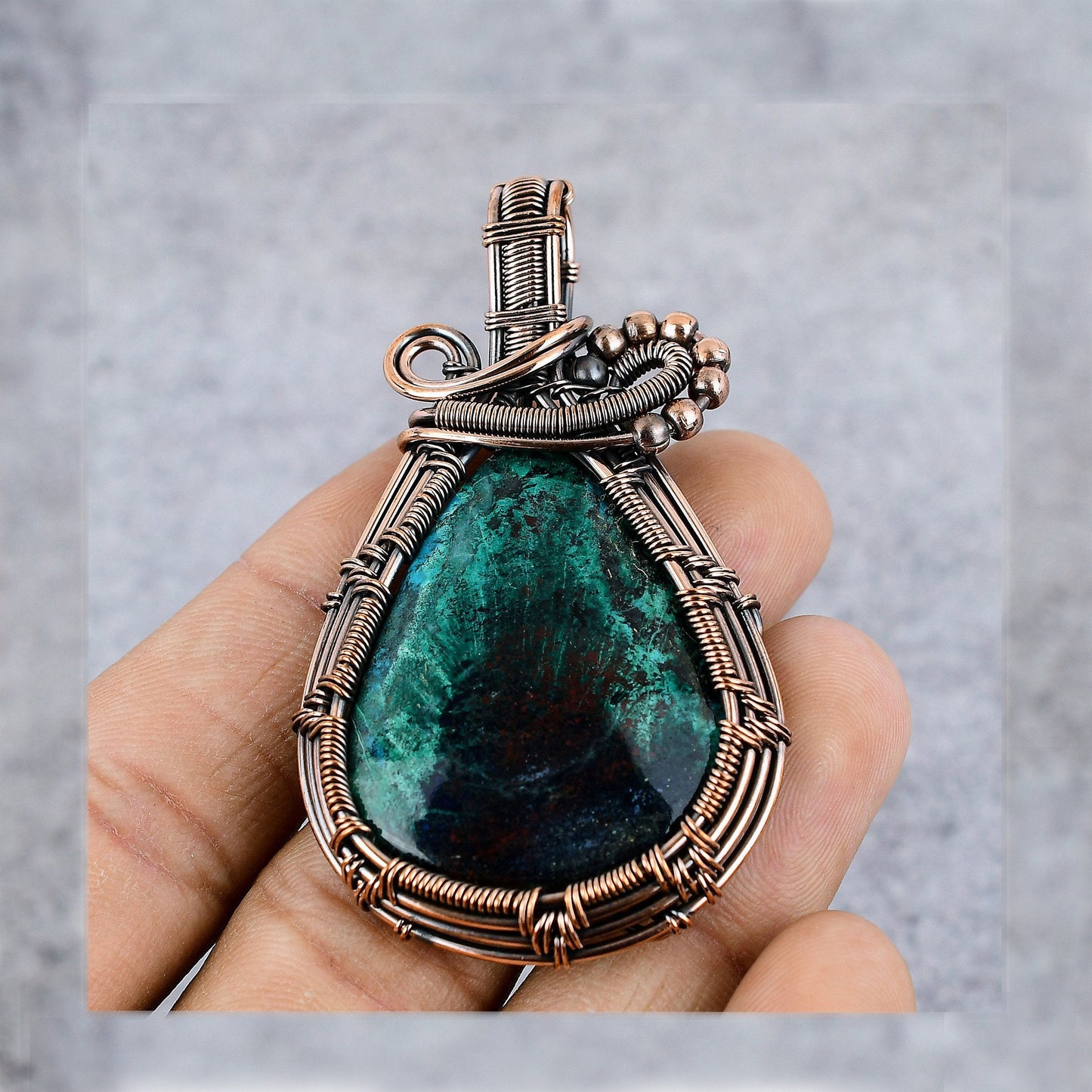 Blue-Green Chrysocolla Gemstone Pendant