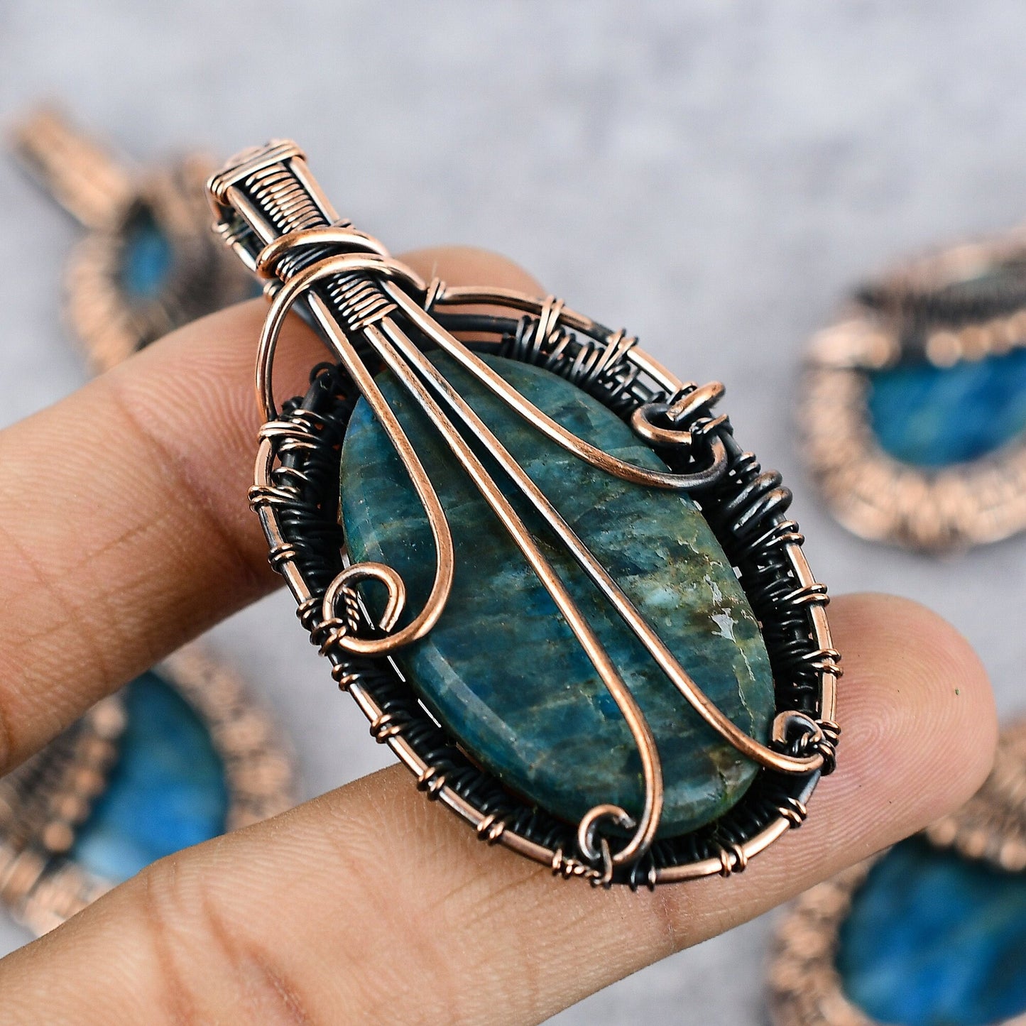 Neon Blue Apatite Gemstone Pendant