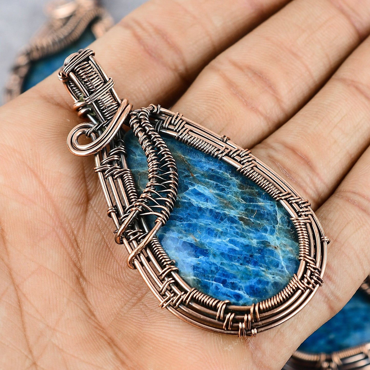 Neon Blue Apatite Gemstone Pendant