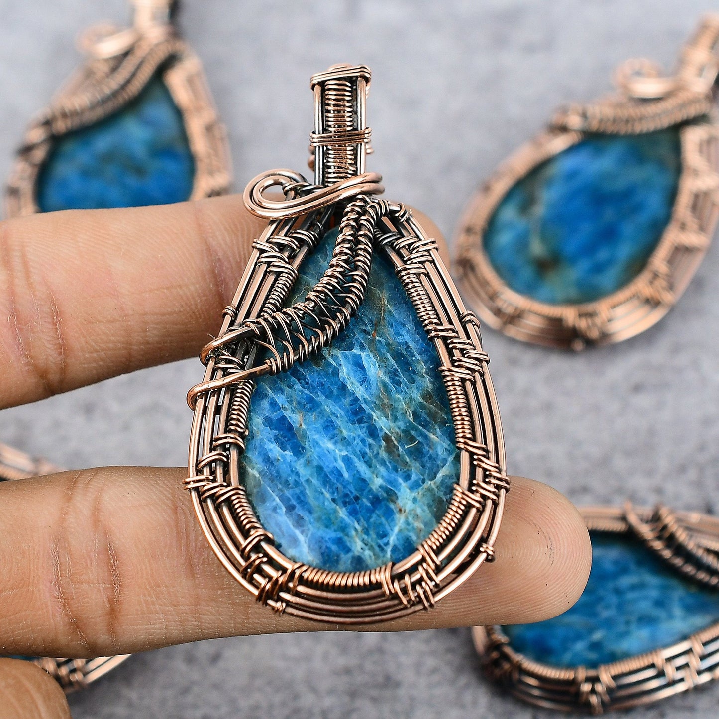 Neon Blue Apatite Gemstone Pendant