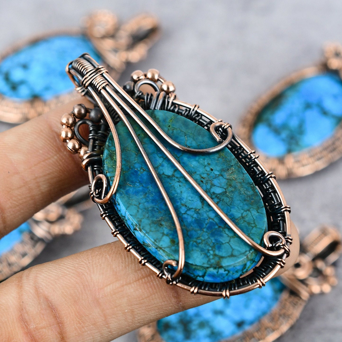 Turquoise Gemstone Copper Pendant