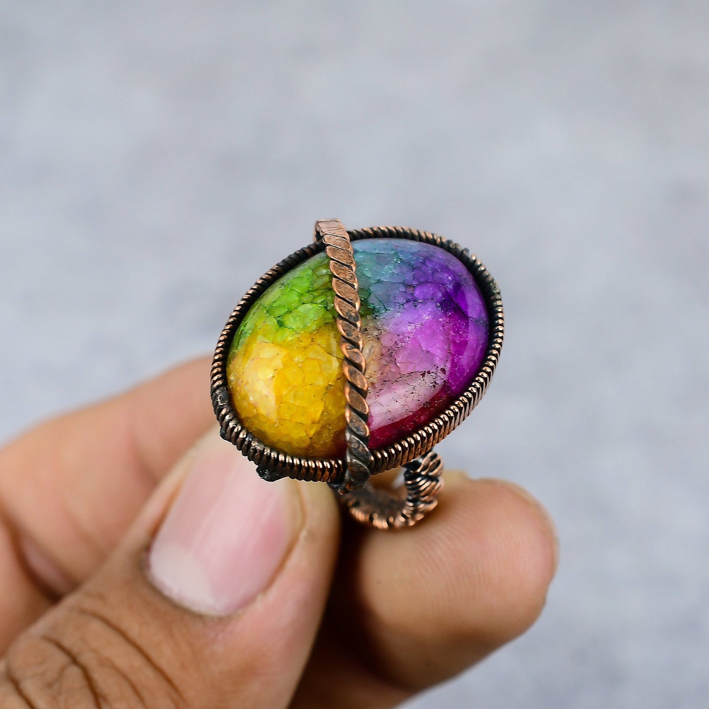 Rainbow Solar Quartz Gemstone Ring