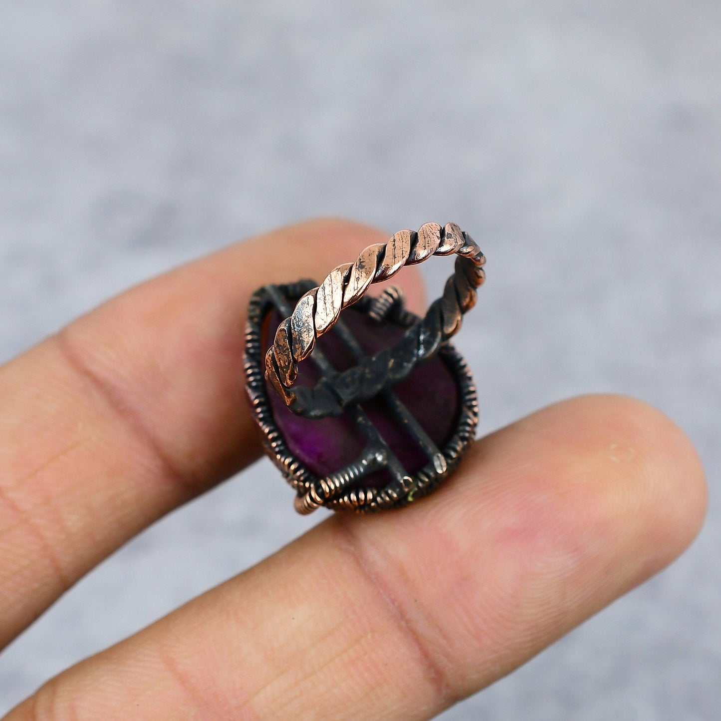 Kashmir Red Ruby Gemstone Copper Ring
