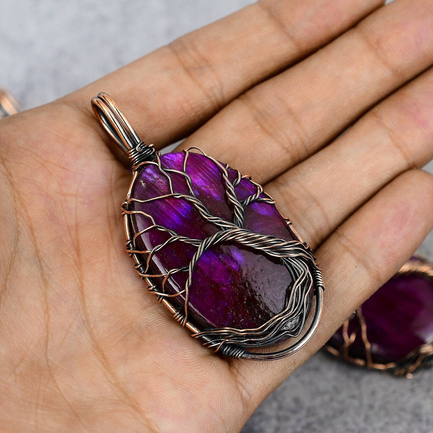 Pink Fire Labradorite Gemstone Pendant