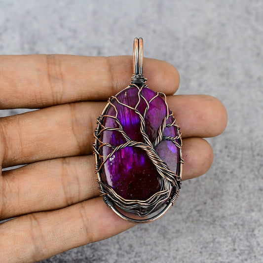Pink Fire Labradorite Gemstone Pendant