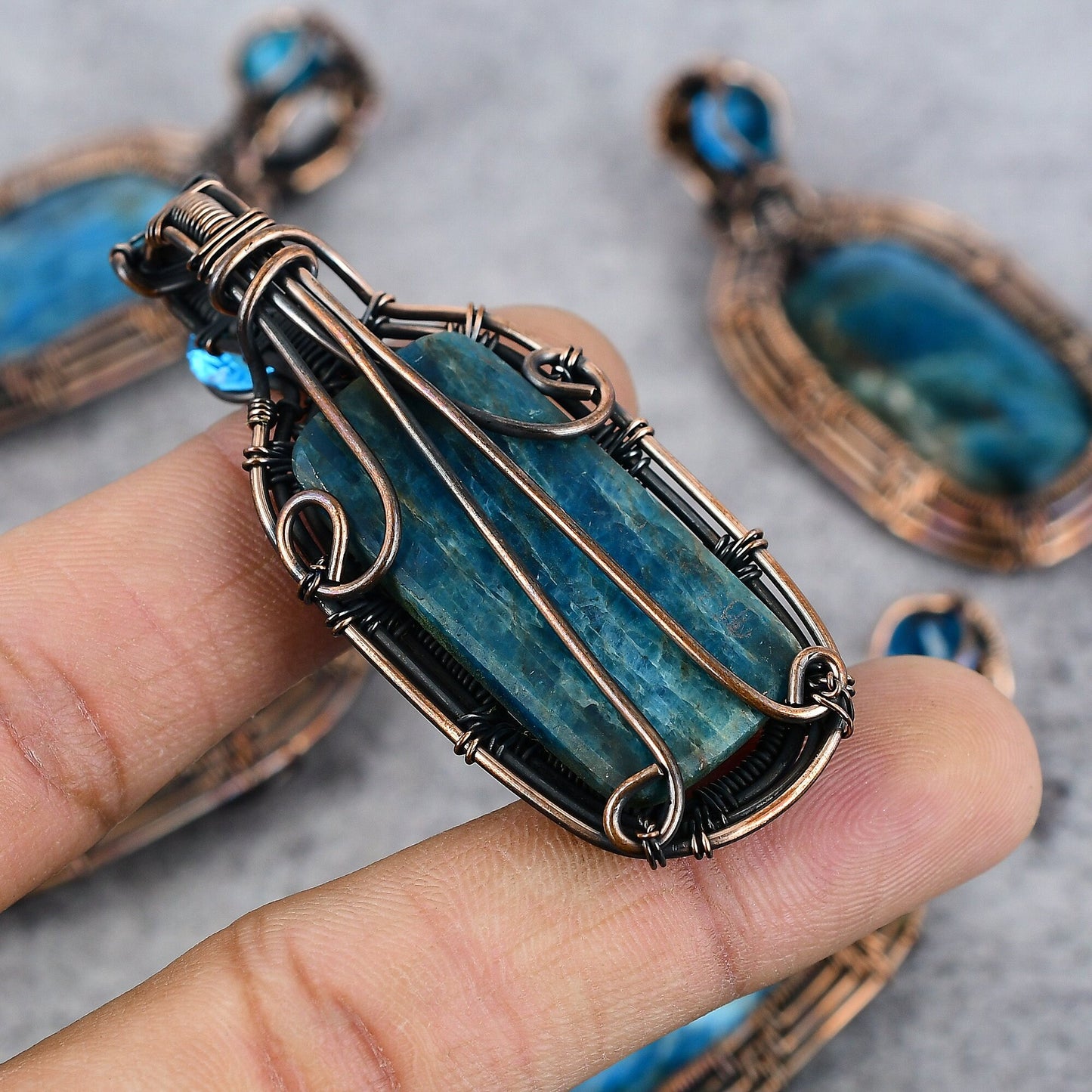 Neon Blue Apatite Gemstone Pendant