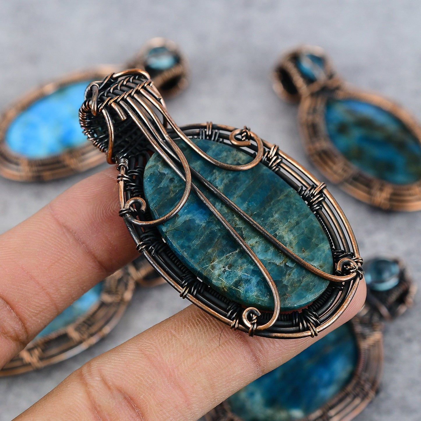 Neon Blue Apatite Gemstone Pendant