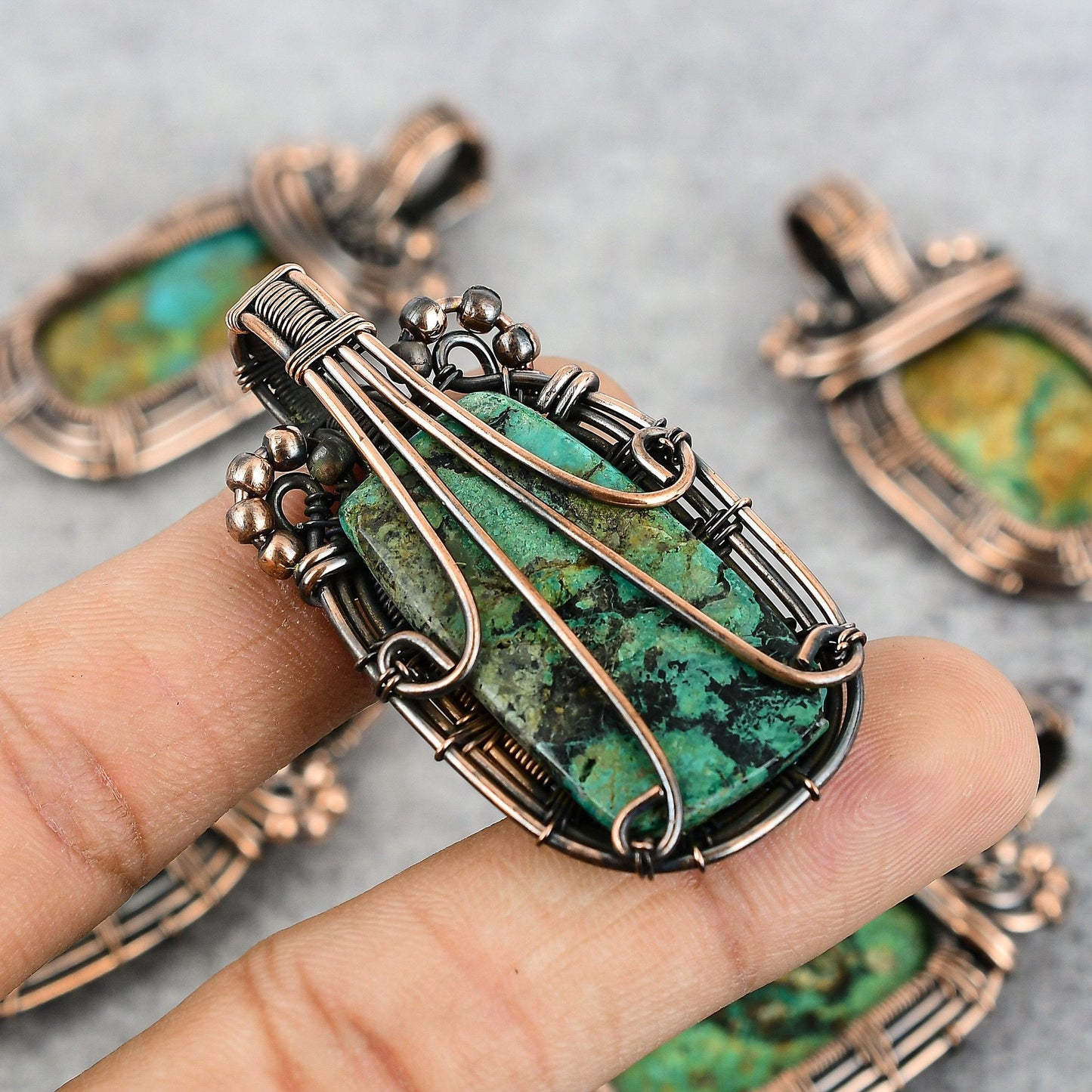 Blue Green Azurite Malachite Gemstone Pendant