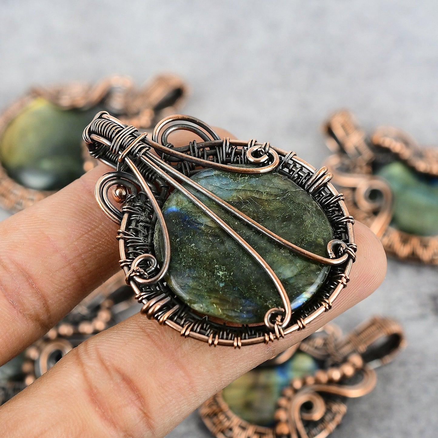 Copper Labradorite Gemstone Pendant