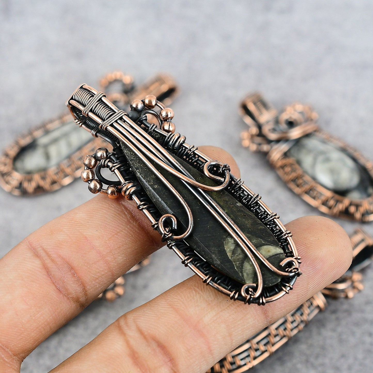 Copper Orthoceras Gemstone Pendant