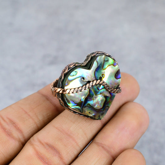 Blue-Green Abalone Gemstone Ring