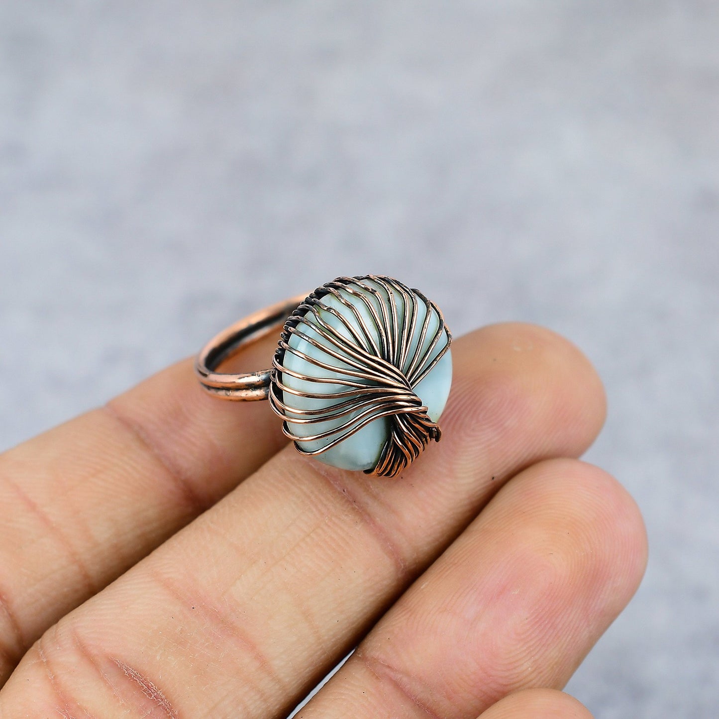 Blue Larimar Gemstone Ring