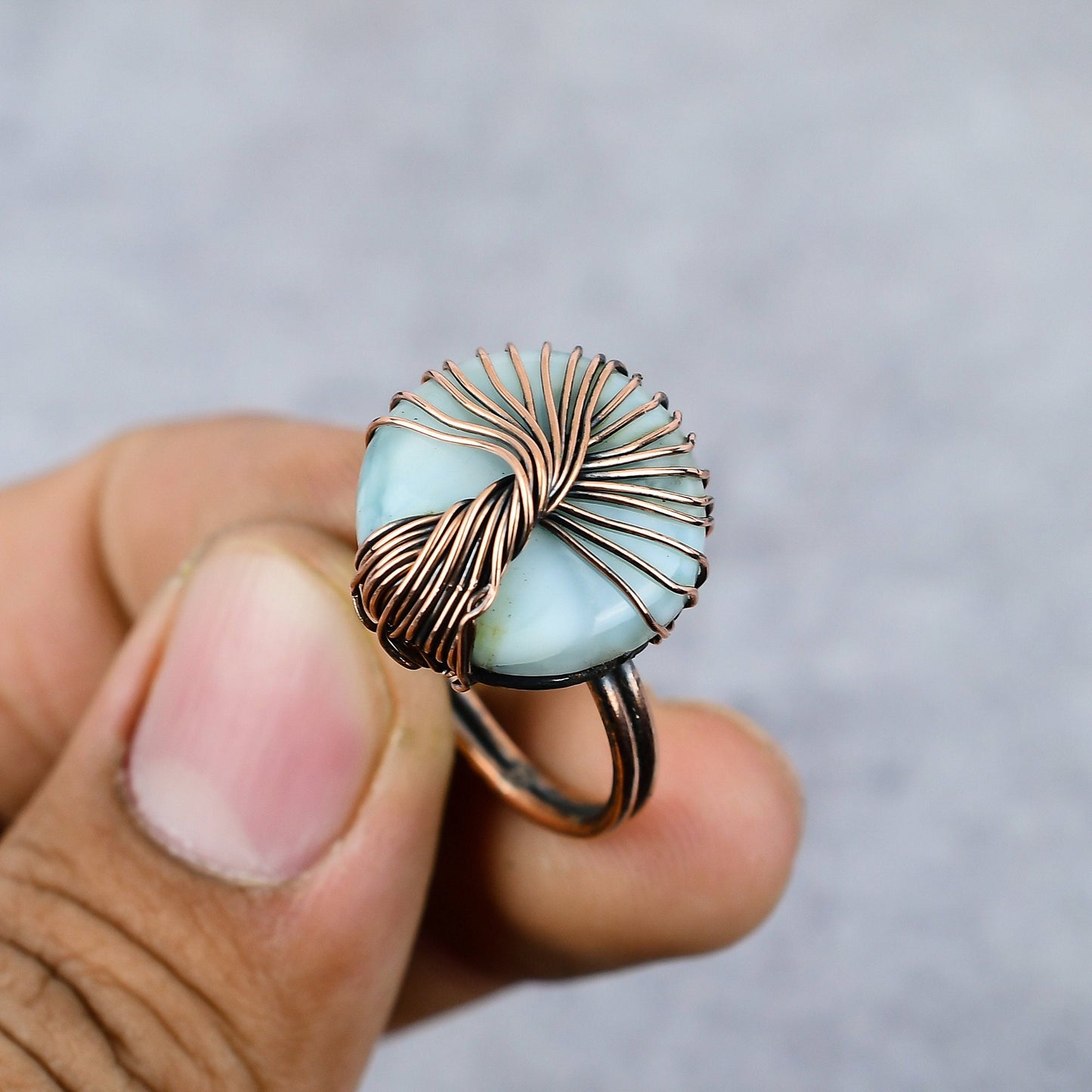 Blue Larimar Gemstone Ring
