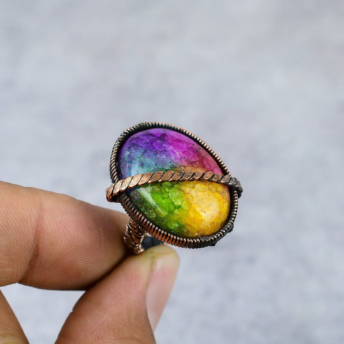 Rainbow Solar Quartz Gemstone Ring