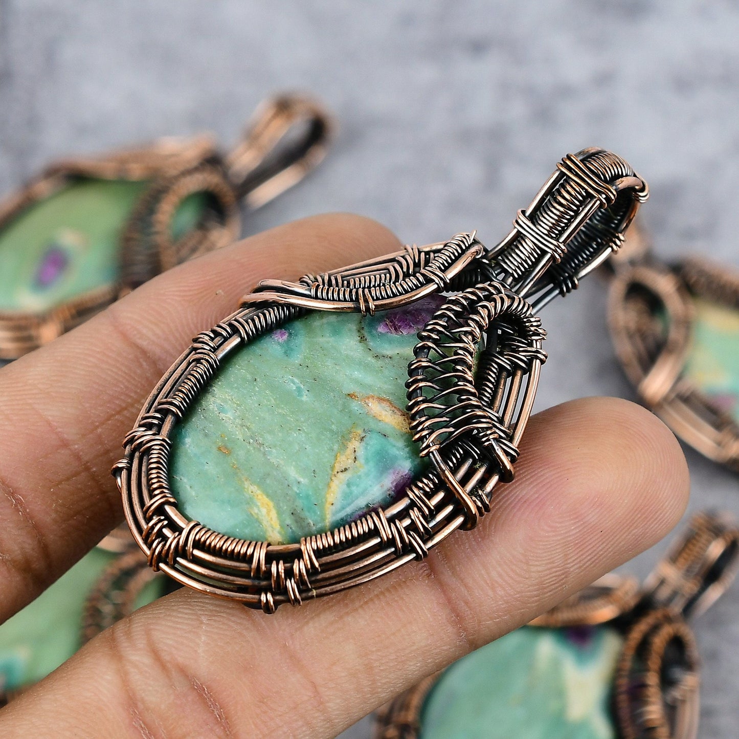 Ruby in Fuchsite Green Gemstone Pendant