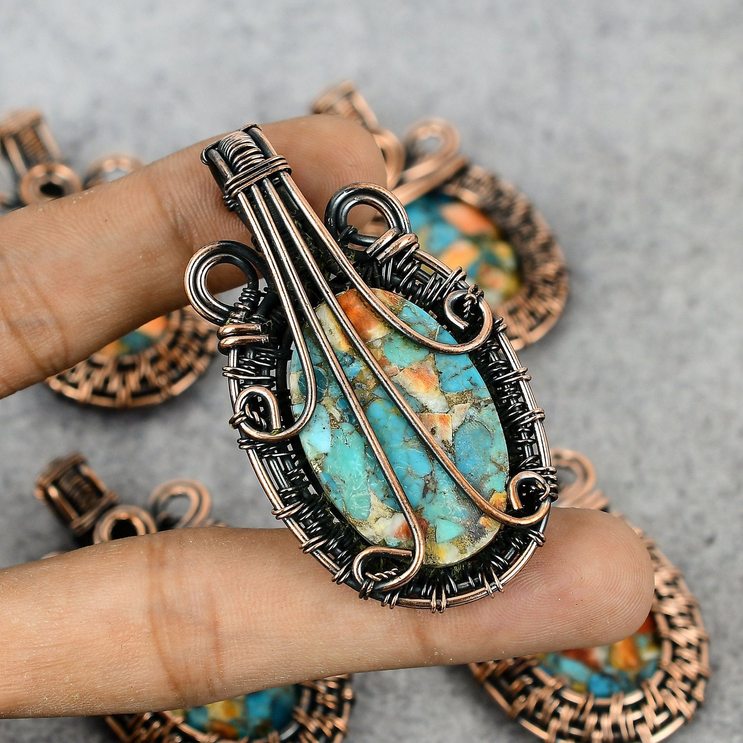 Orange Spiny Oyster Gemstone Pendant