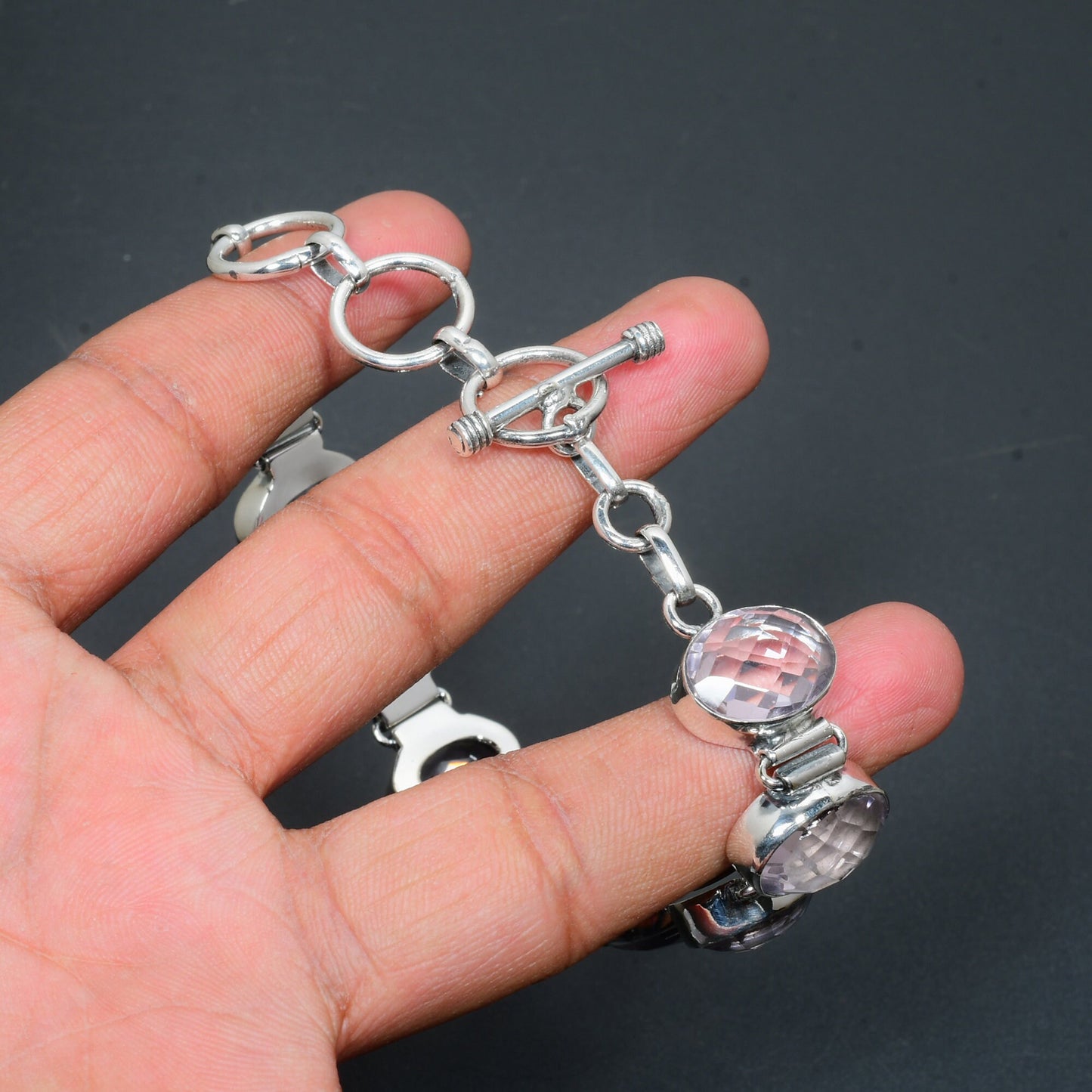 Pink Kunzite Sterling Silver Bracelet