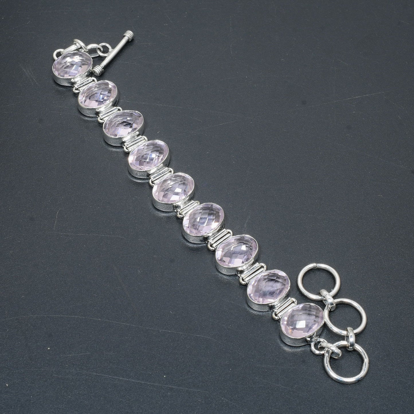 Pink Kunzite Sterling Silver Bracelet