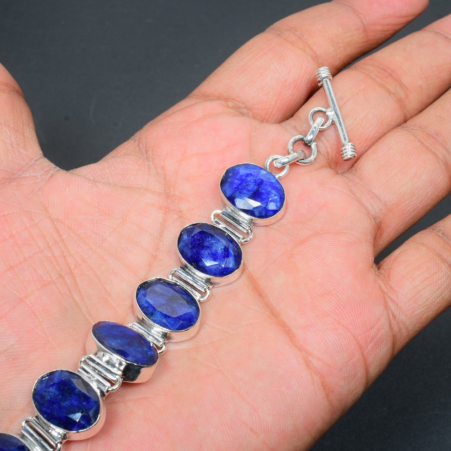 Blue Burmese Sapphire Gemstone Bracelet
