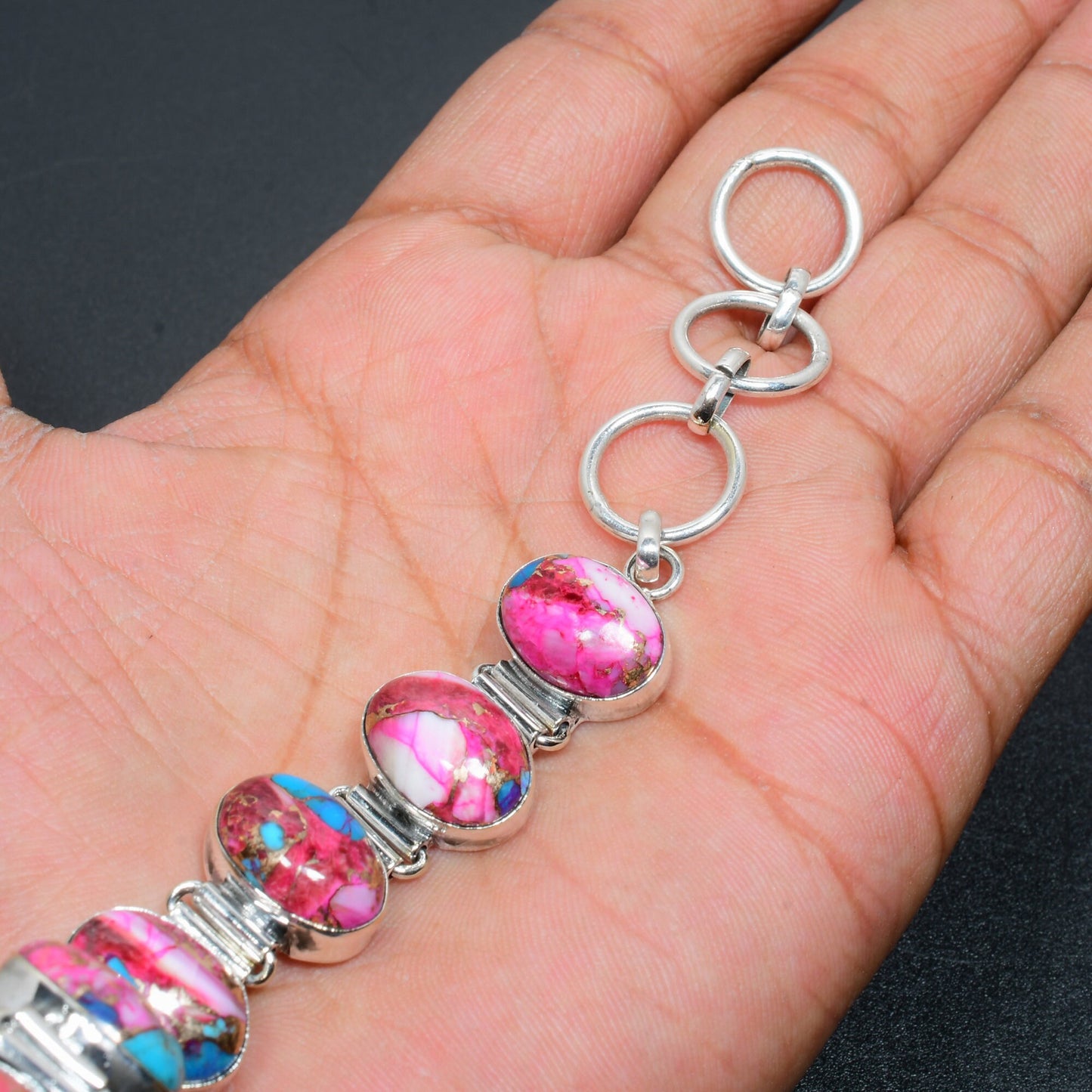 Pink Spiny Oyster Gemstone Bracelet