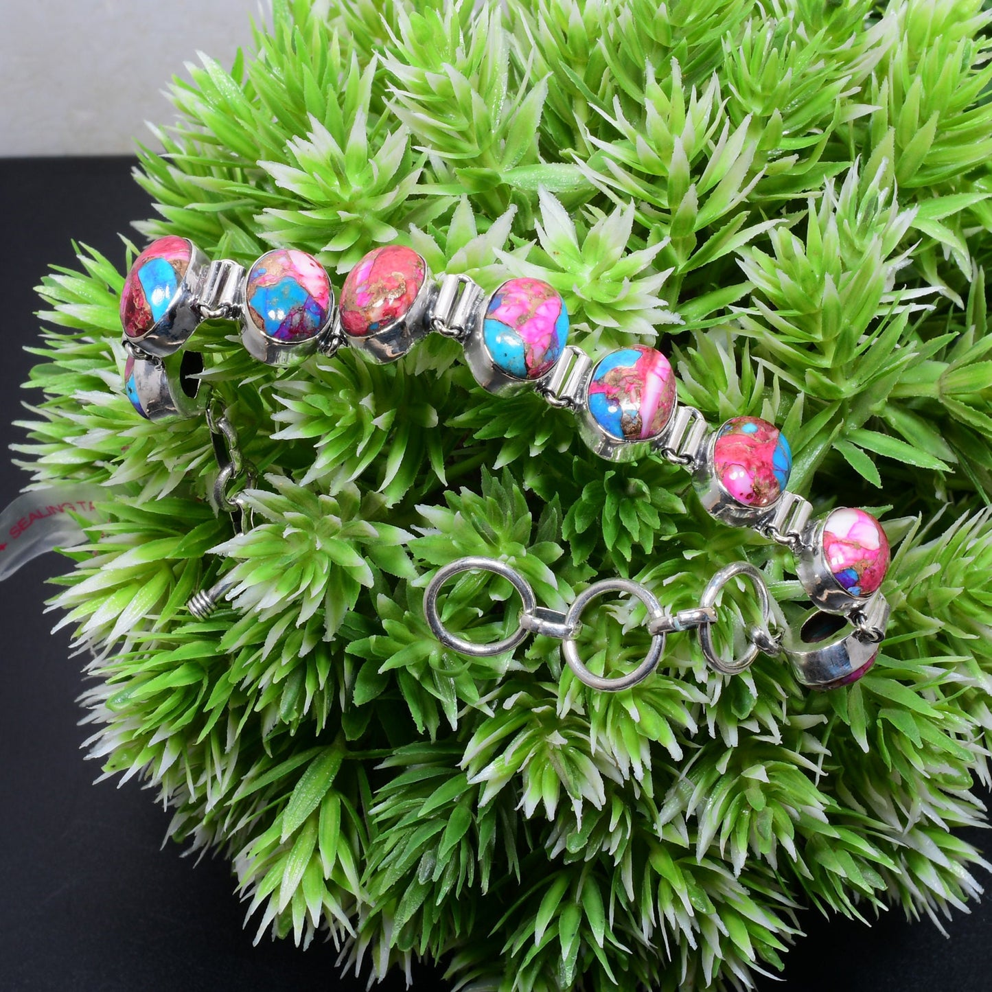Pink Spiny Oyster Gemstone Bracelet
