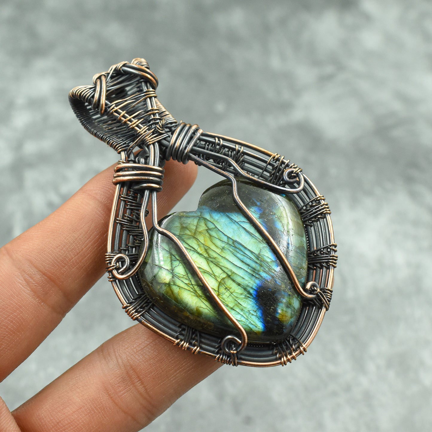Blue Labradorite Gemstone Heart Pendant