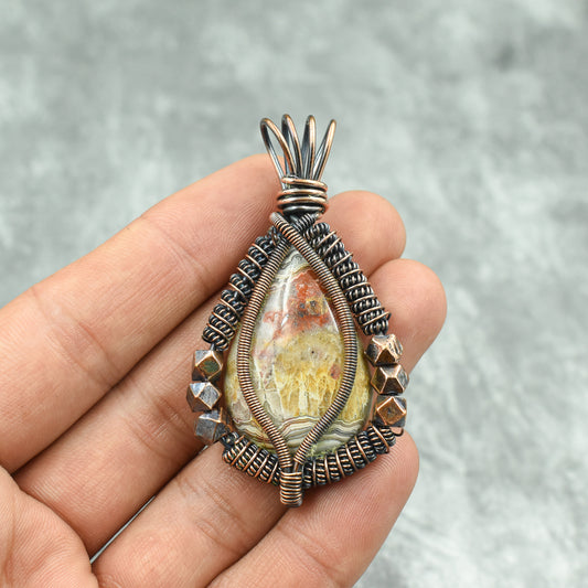 Multicolor Crazy Lace Agate Gemstone Pendant