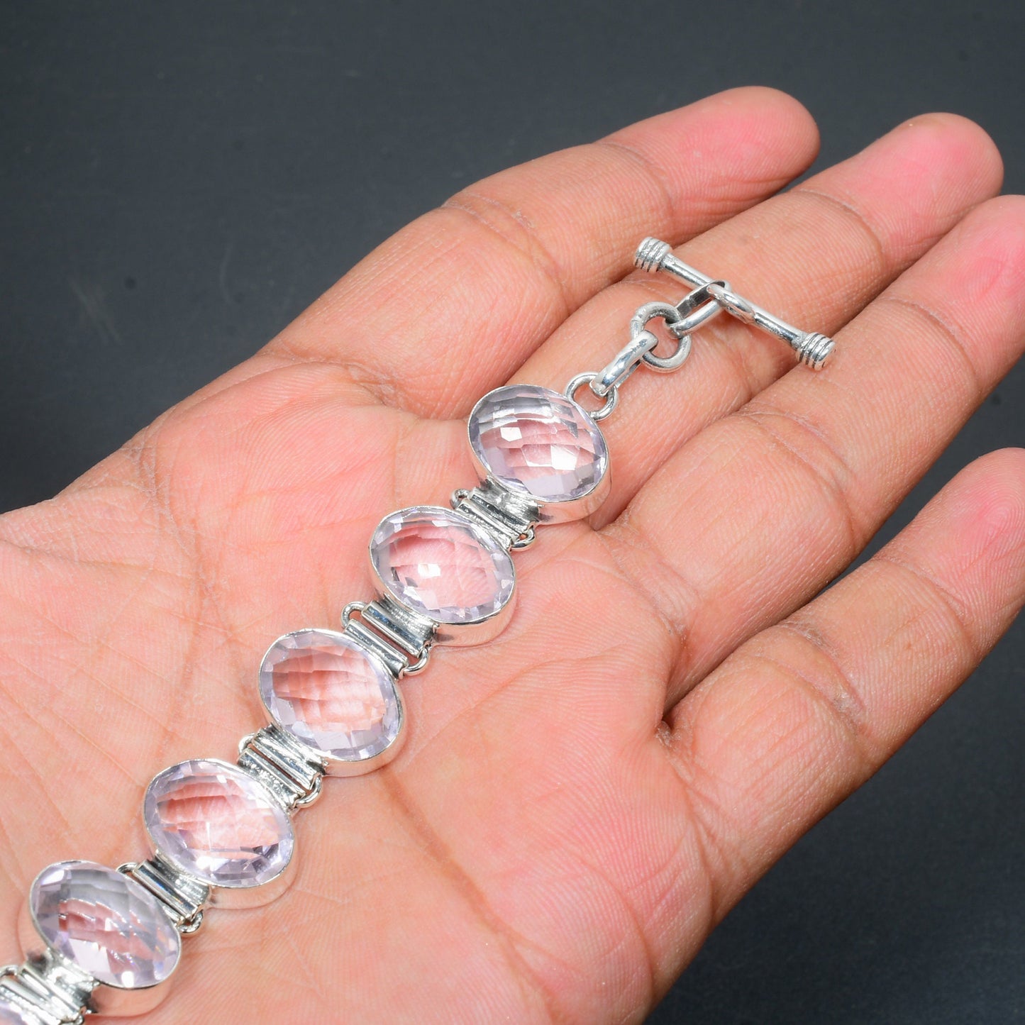 Pink Kunzite Sterling Silver Bracelet