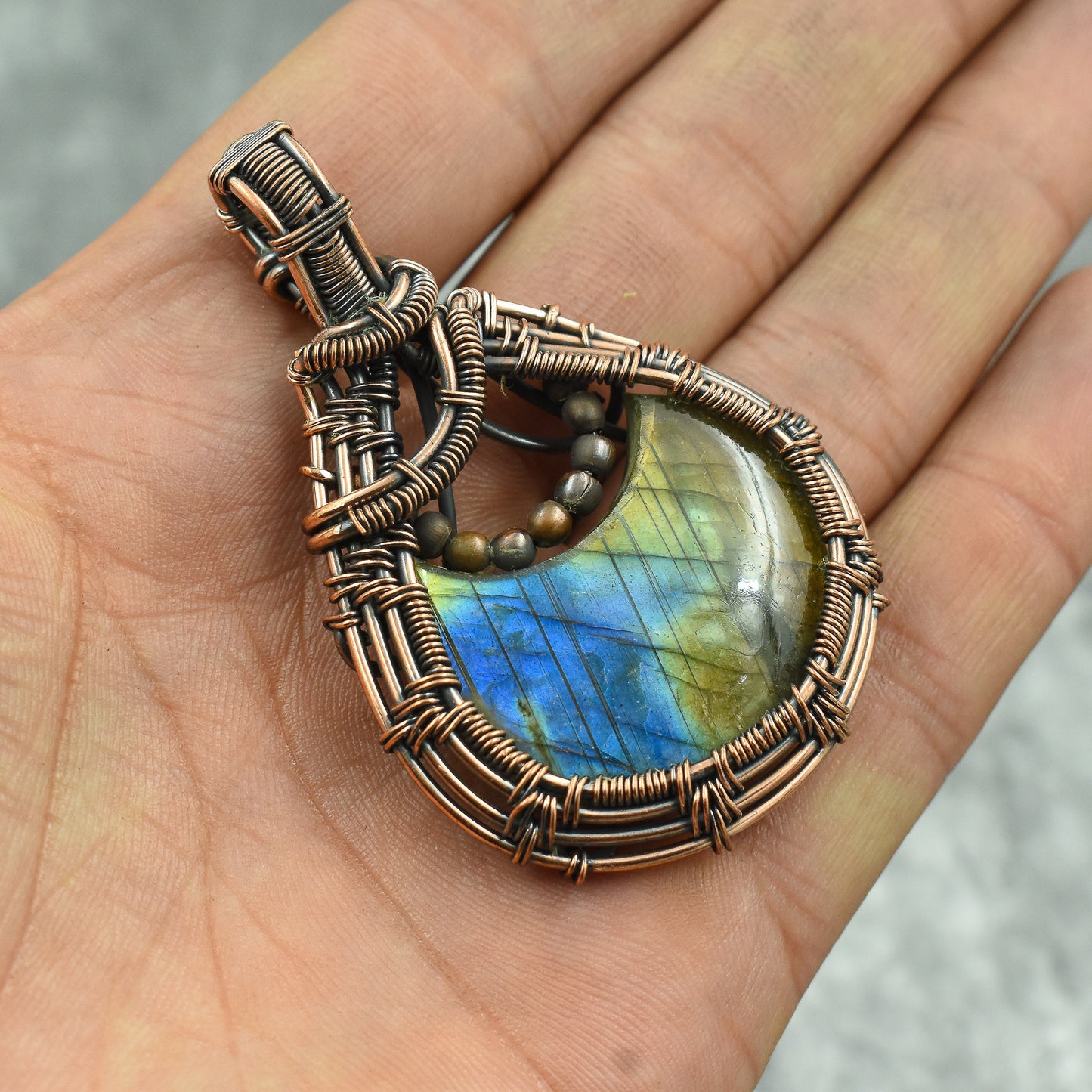 Copper Labradorite Gemstone Pendant