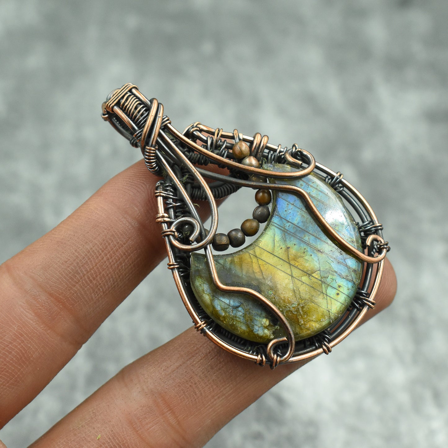 Copper Labradorite Gemstone Pendant