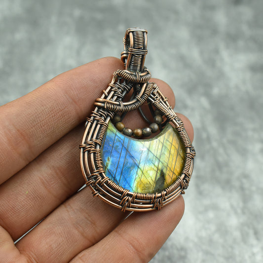 Copper Labradorite Gemstone Pendant