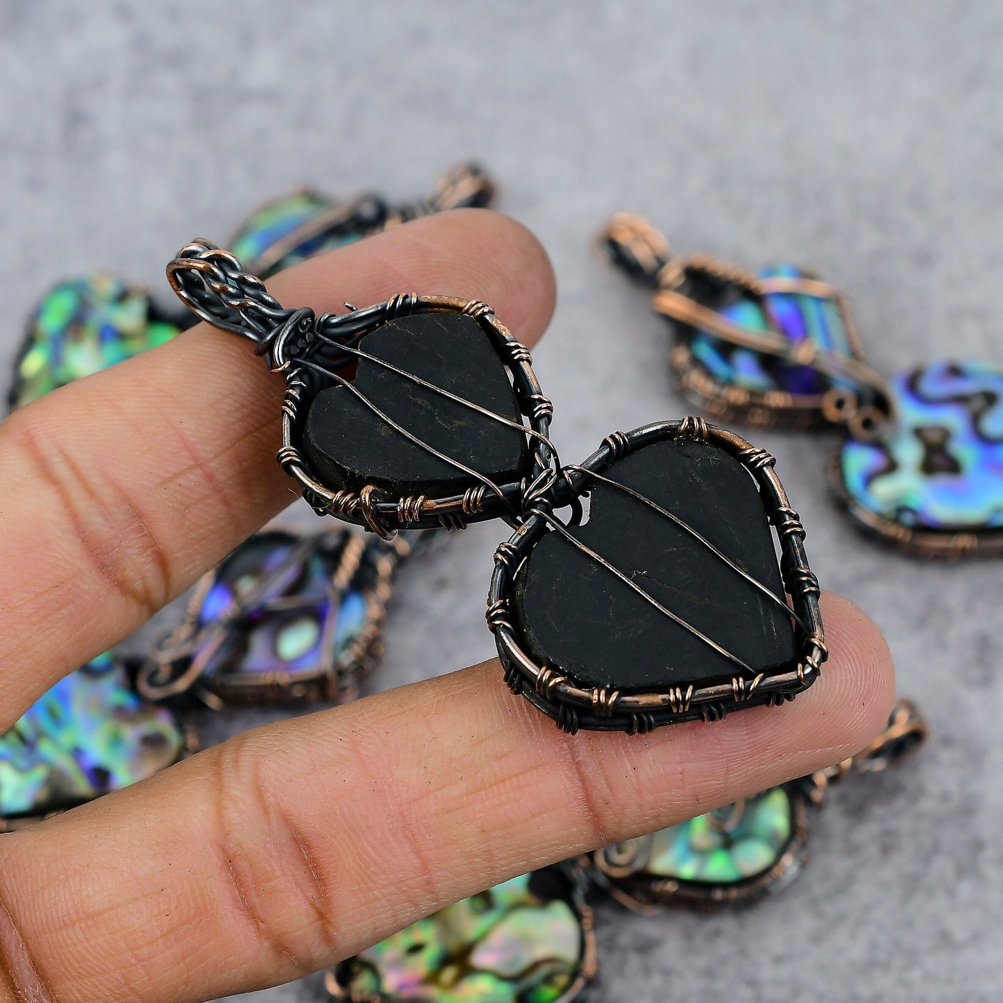 Copper Abalone Shell Gemstone Pendant