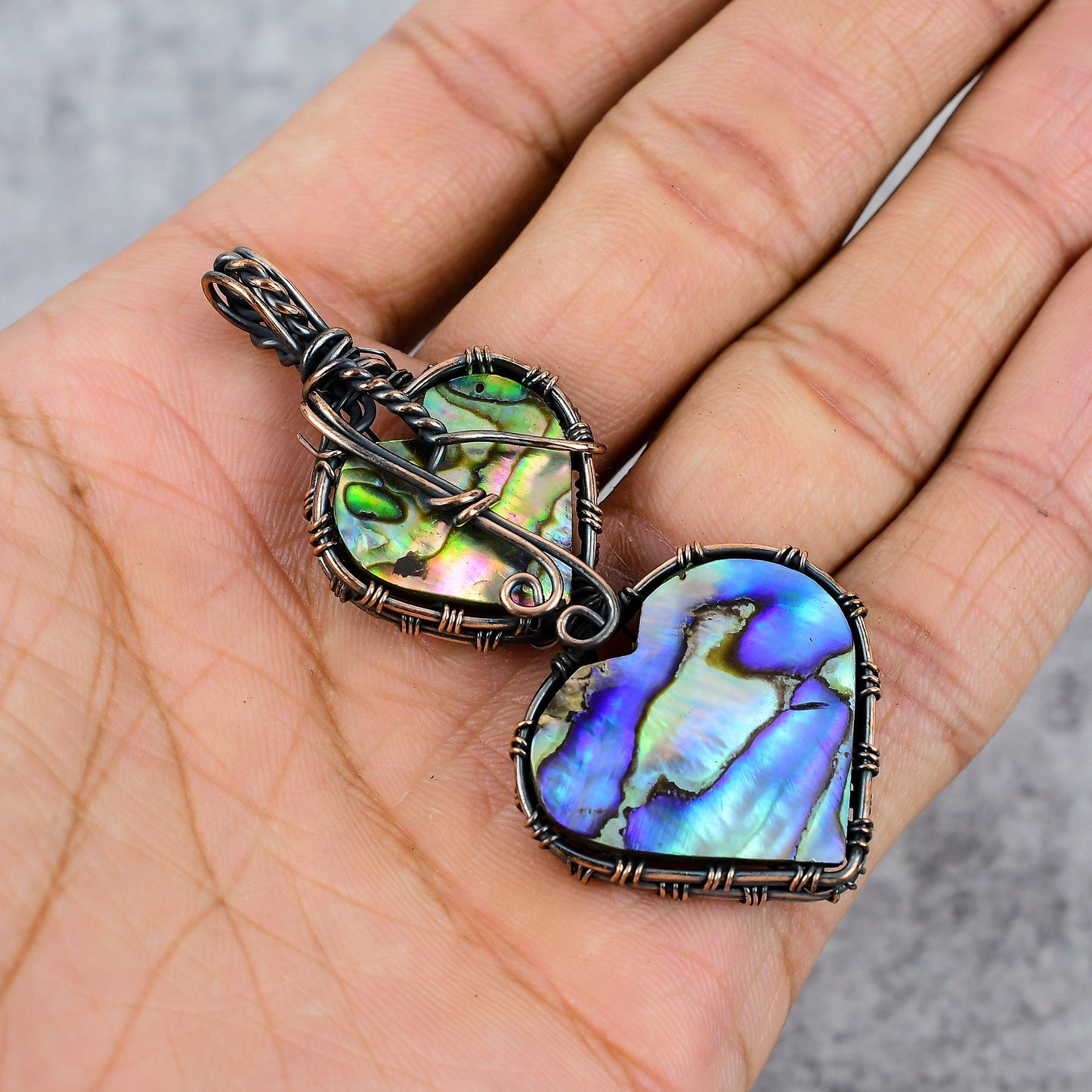 Copper Abalone Shell Gemstone Pendant