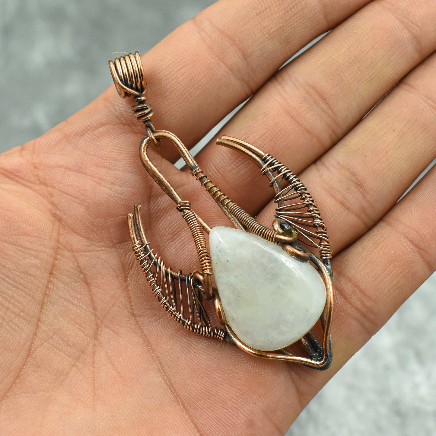 Rainbow Moonstone Gemstone Bull Face Pendant