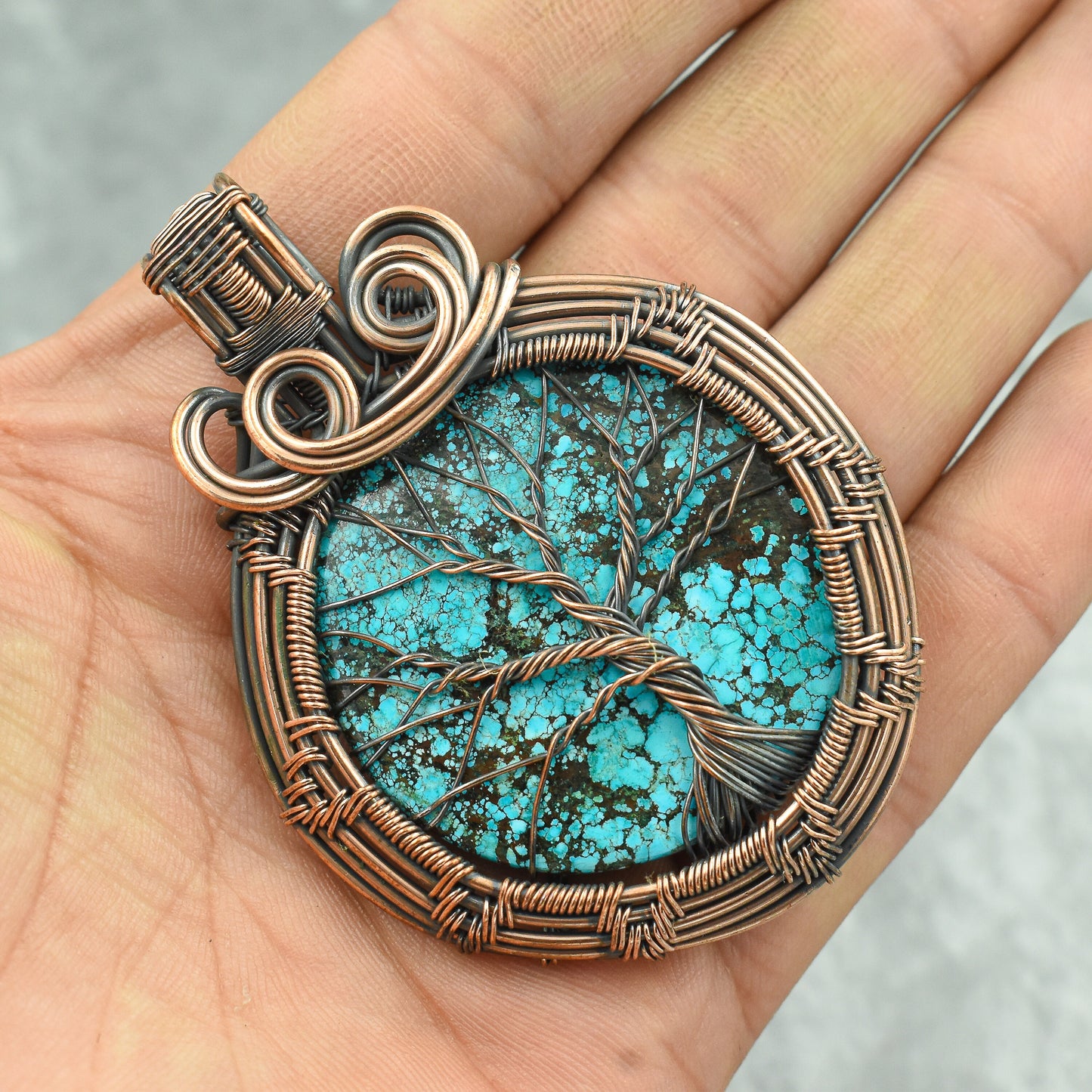 Turquoise Gemstone Tree of Life Pendant