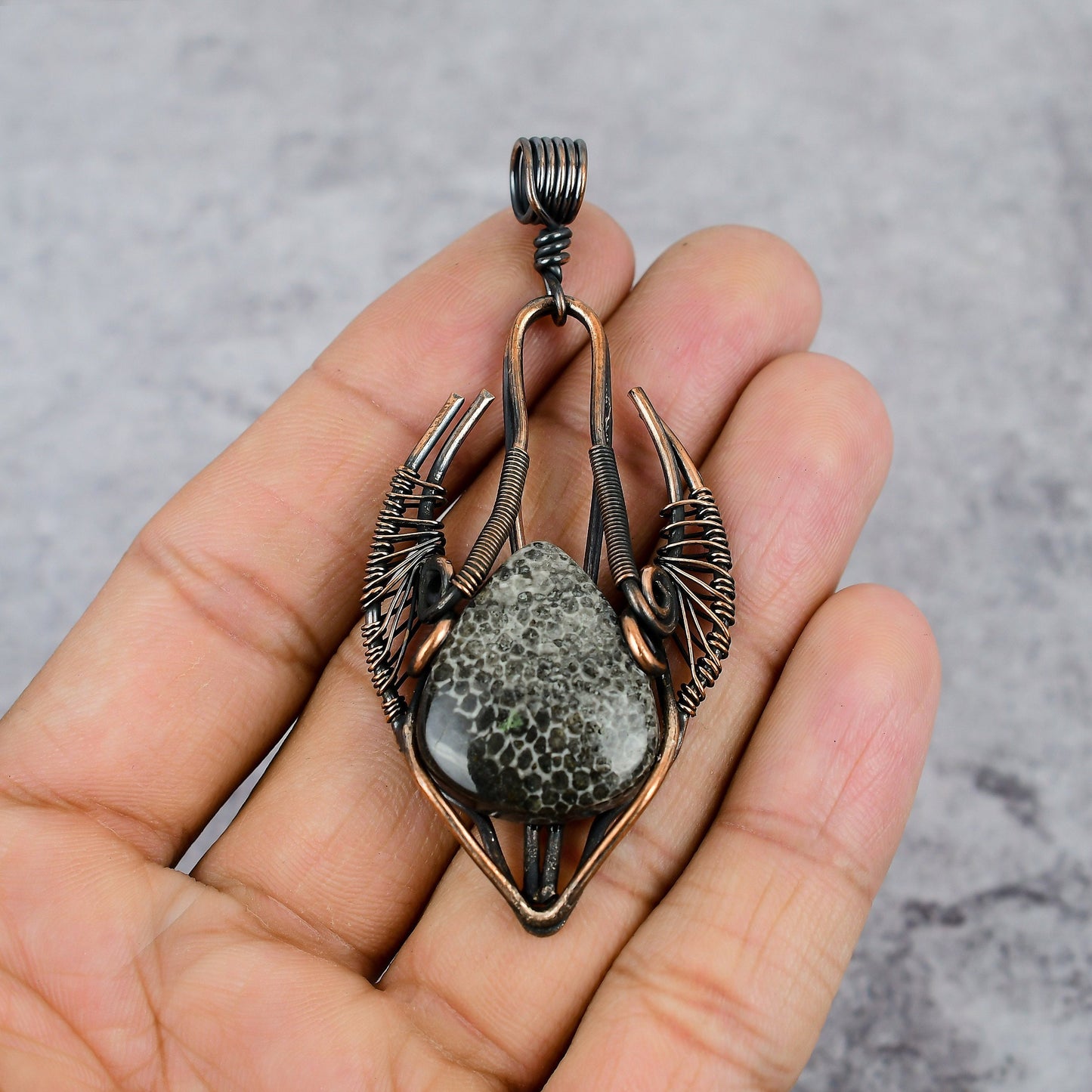 Red Stingray Coral Gemstone Bull Face Pendant