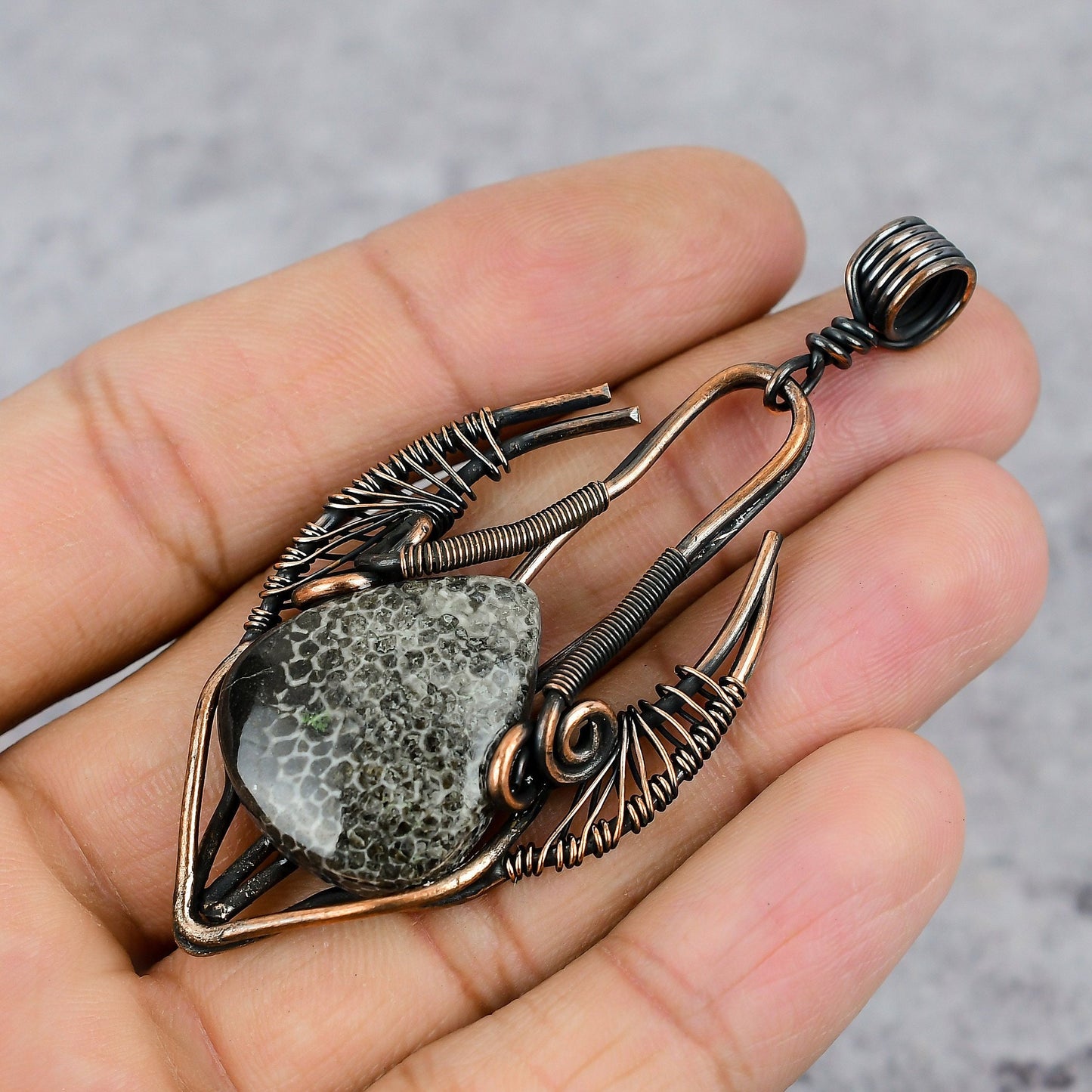 Red Stingray Coral Gemstone Bull Face Pendant