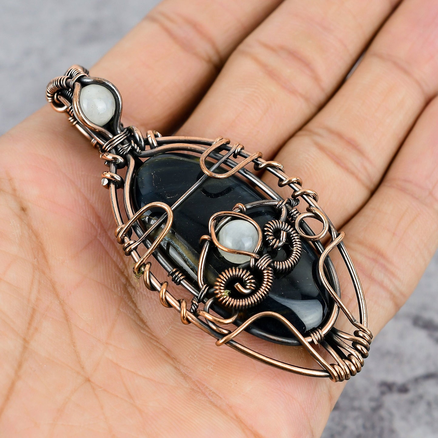 Blue Tiger Eye Gemstone Pendant
