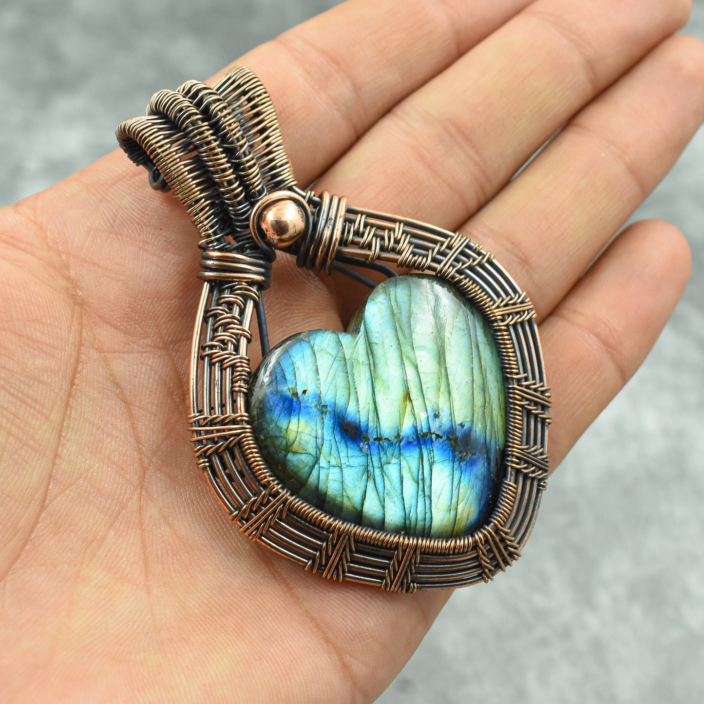 Blue Labradorite Gemstone Heart Pendant