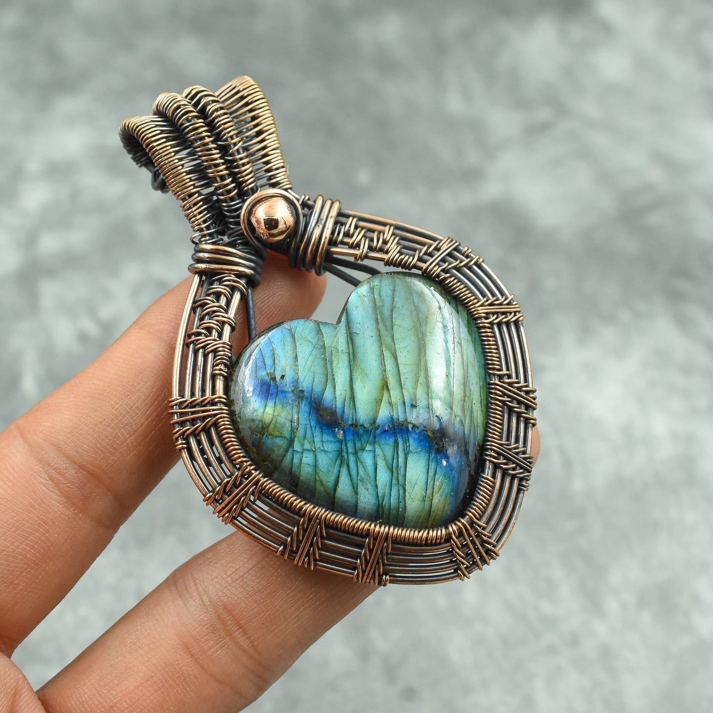Blue Labradorite Gemstone Heart Pendant