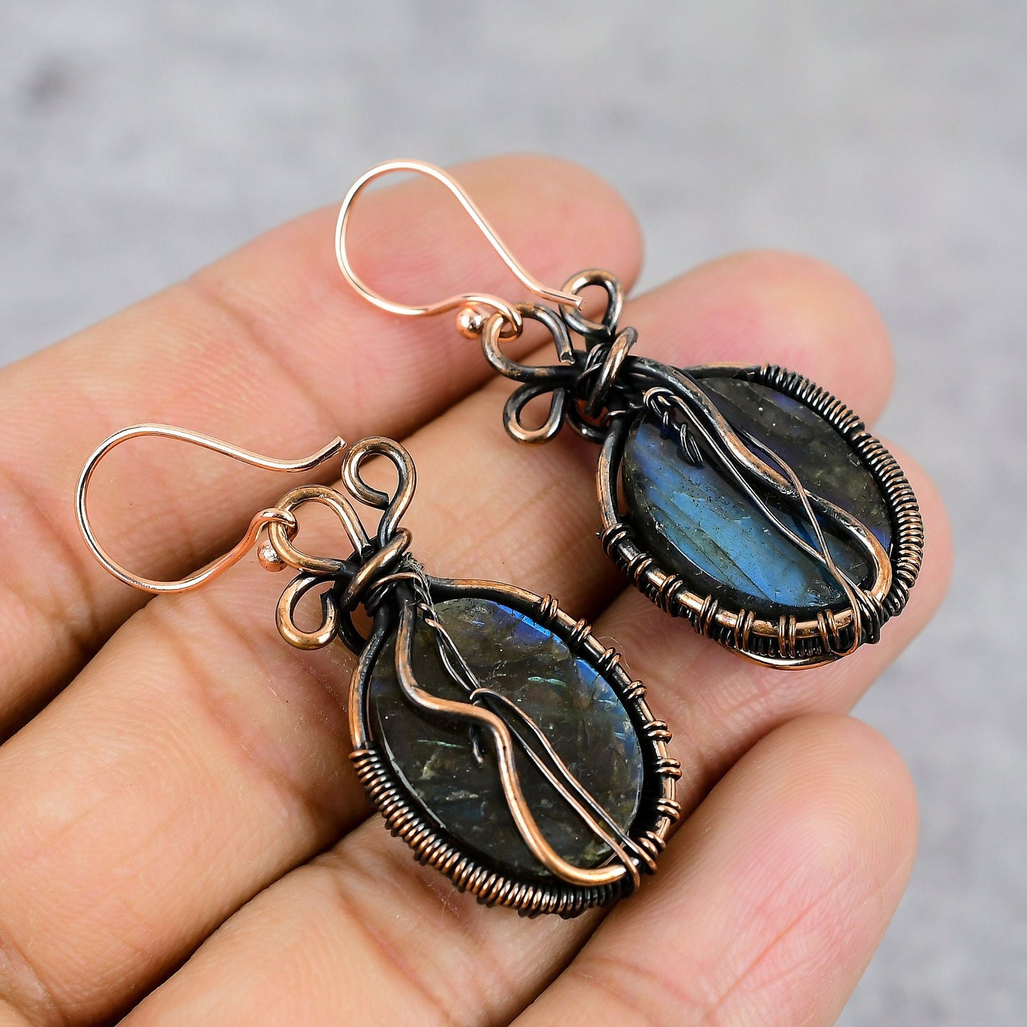 Blue Labradorite Gemstone Earrings