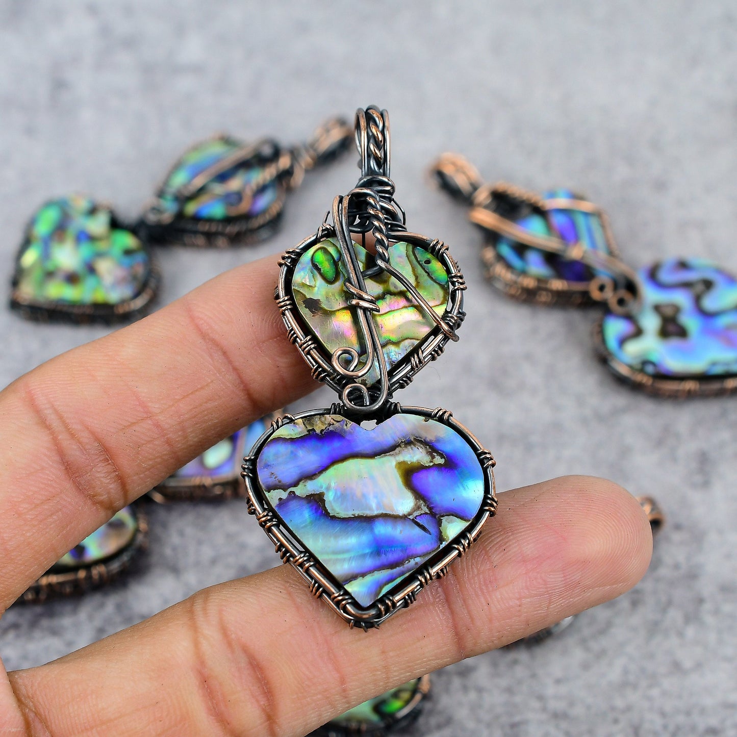 Copper Abalone Shell Gemstone Pendant