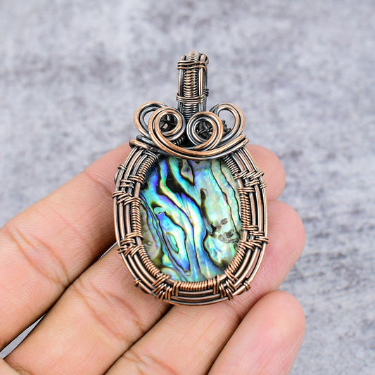 Blue-Green Abalone Gemstone Pendant