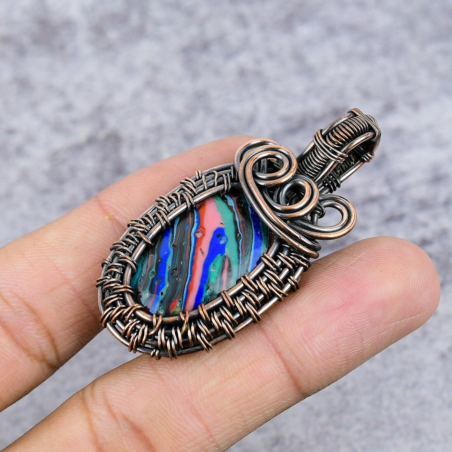 Rainbow Calsilica Gemstone Pendant