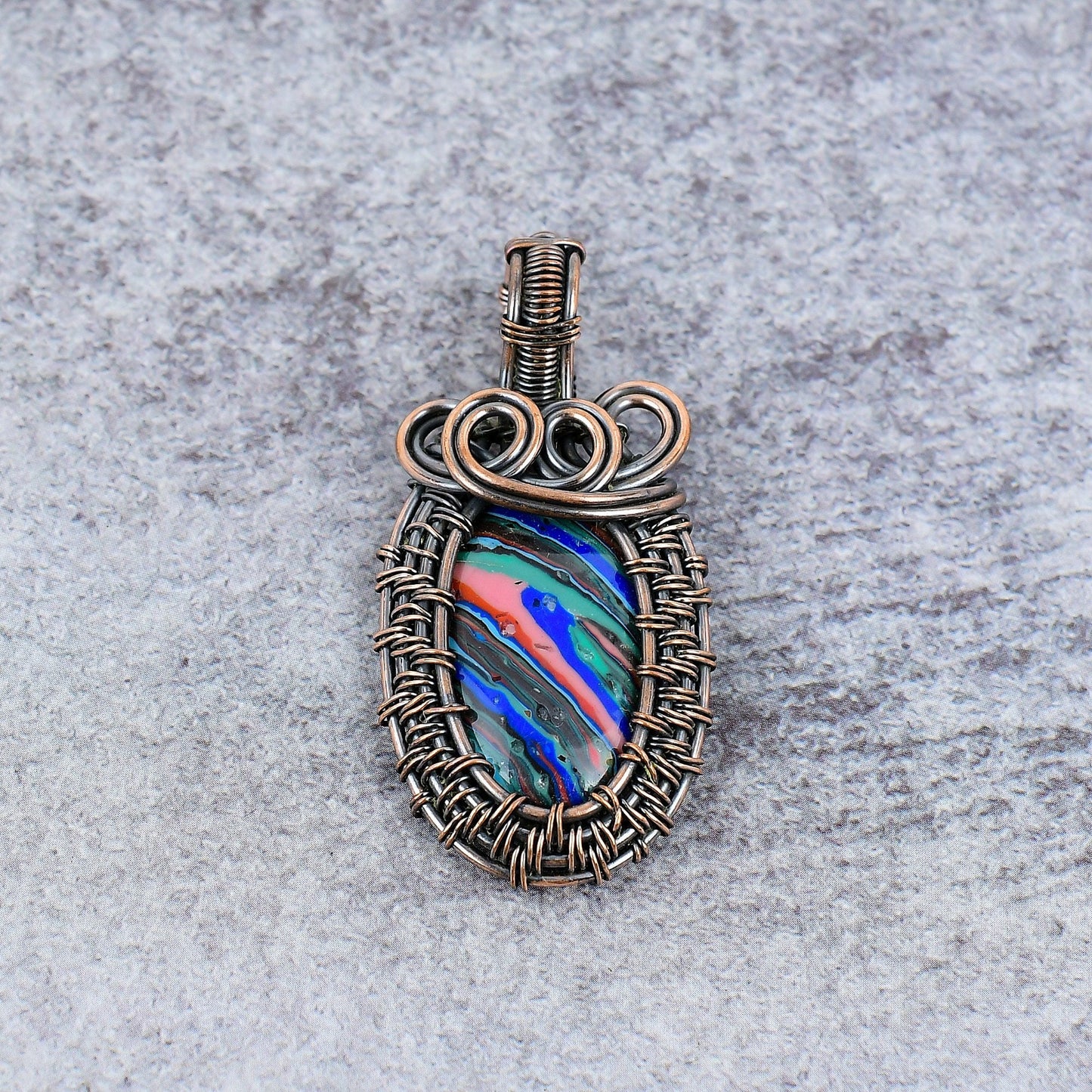 Rainbow Calsilica Gemstone Pendant