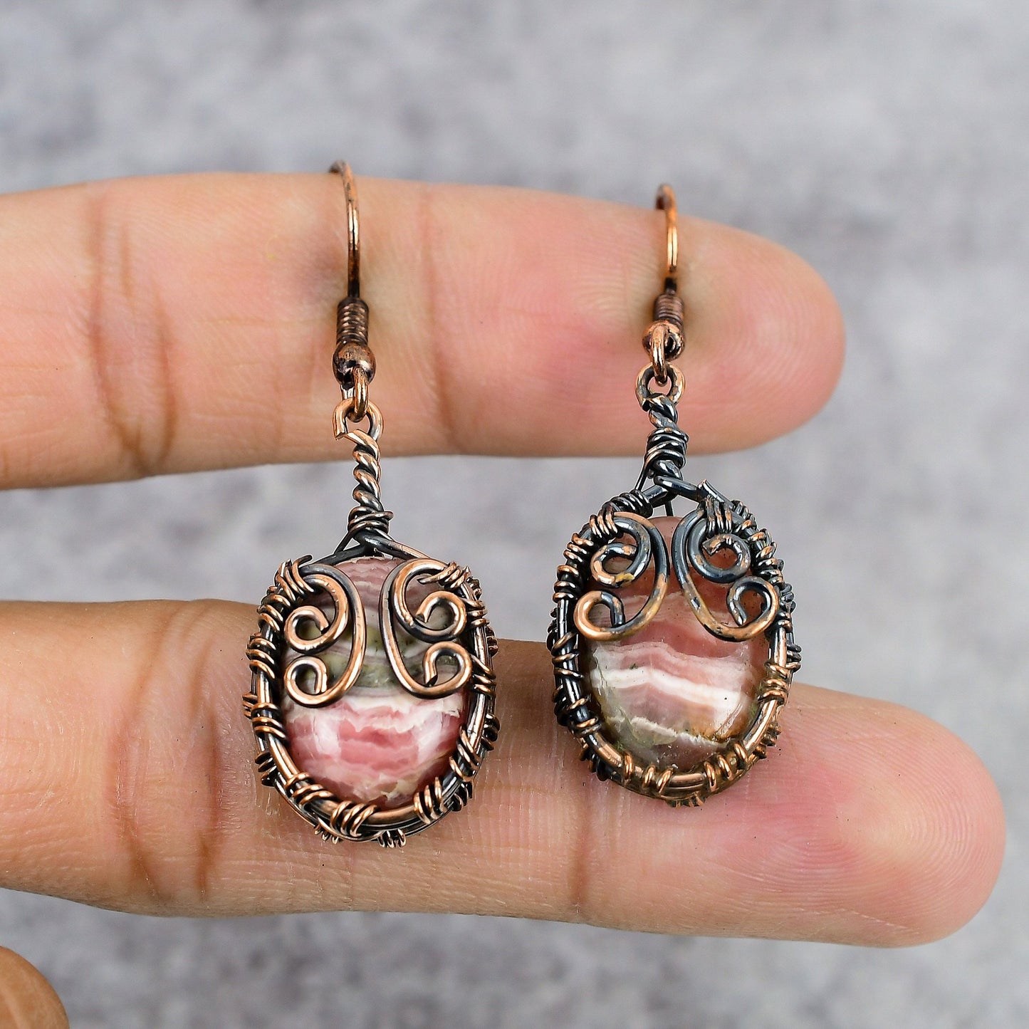 Pink Rhodochrosite Gemstone Earrings