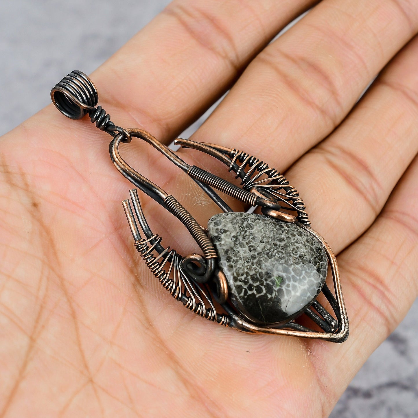 Red Stingray Coral Gemstone Bull Face Pendant